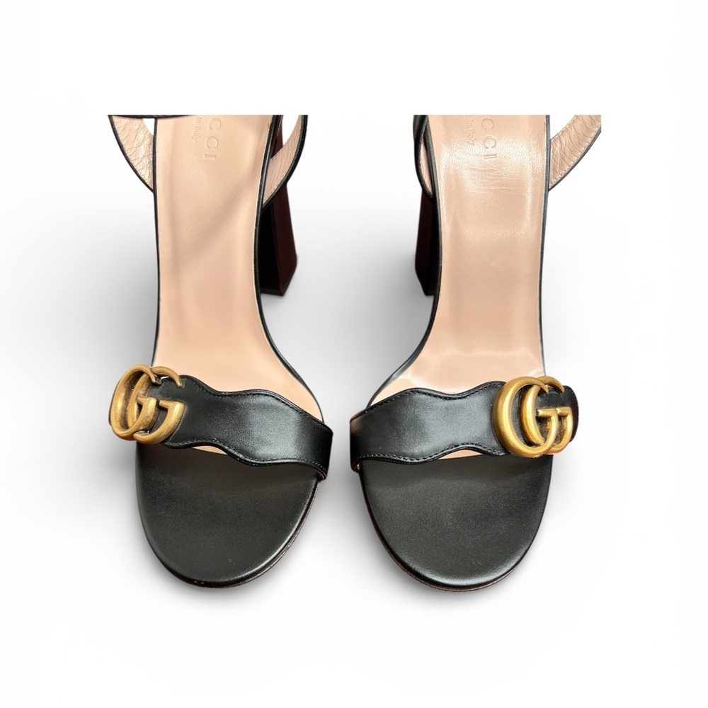 Gucci GG Marmot Block Heel Strap Sandals Black Size 39 - Picture 4 of 8
